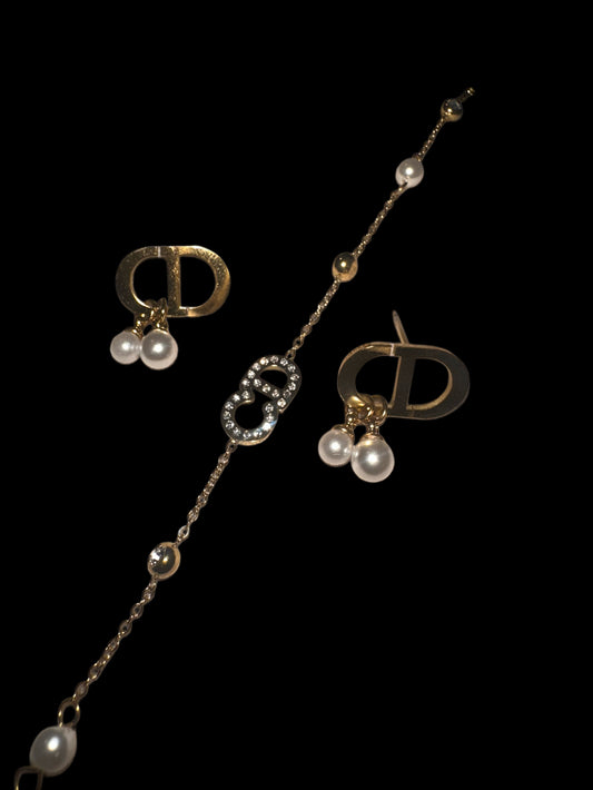 Conjunto pulsera y pendientes CD